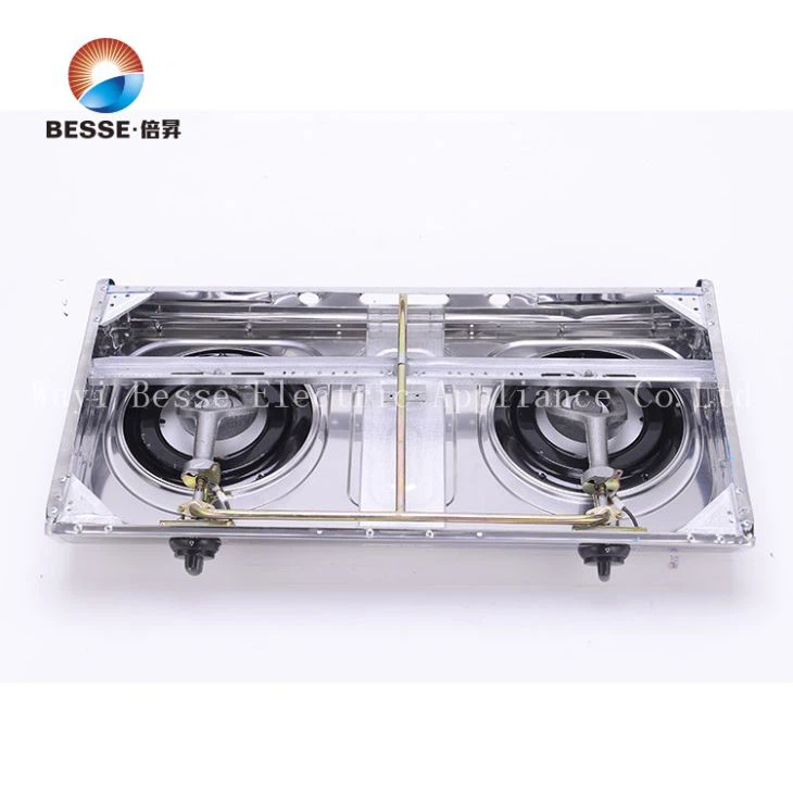 Oil-free Gas Stove With Double Burners Strainless Steel Stove