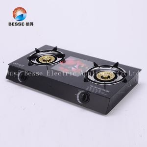 Vetro temperato 6mm con due bruciatori in ghisa (ZG-3080C)